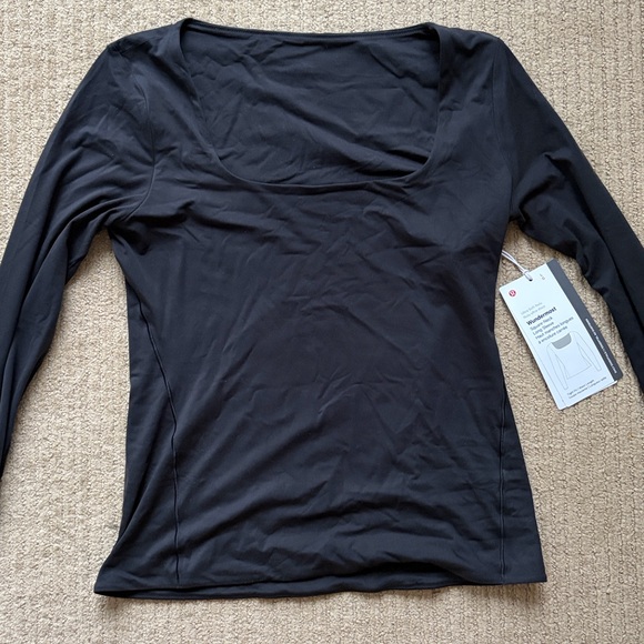 Lululemon Wundermost Ultra-Soft Nulu Square-Neck Long-Sleeve Shirt, Black, L - Picture 3 of 5